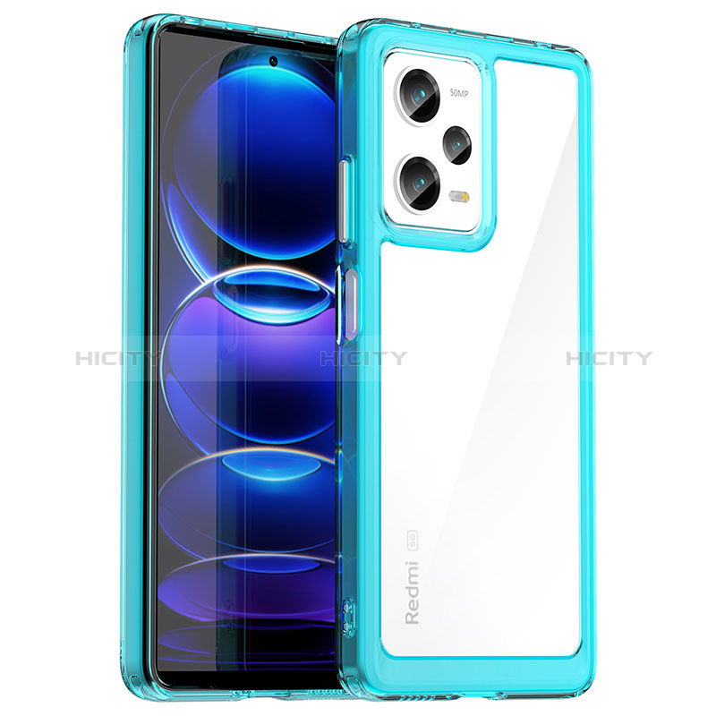 Custodia Silicone Trasparente Laterale Cover J01S per Xiaomi Redmi Note 12 Pro 5G Cielo Blu