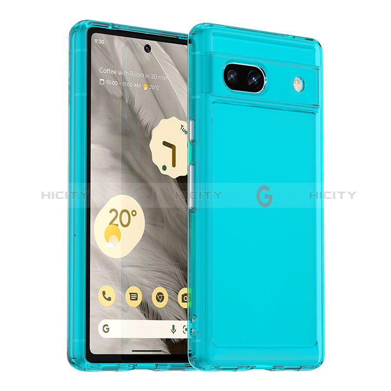 Custodia Silicone Trasparente Laterale Cover J02S per Google Pixel 7a 5G Blu