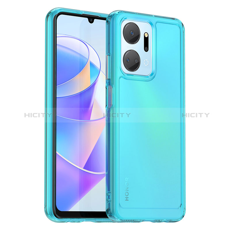 Custodia Silicone Trasparente Laterale Cover J02S per Huawei Honor X7a Blu