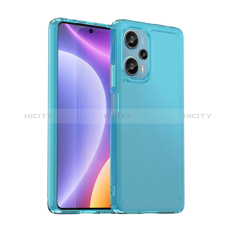 Custodia Silicone Trasparente Laterale Cover J02S per Xiaomi Poco F5 5G Blu