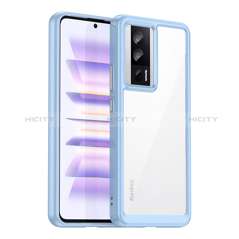 Custodia Silicone Trasparente Laterale Cover J02S per Xiaomi Redmi K60 Pro 5G Blu