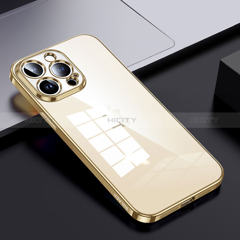 Custodia Silicone Trasparente Laterale Cover LD2 per Apple iPhone 13 Pro Max Oro