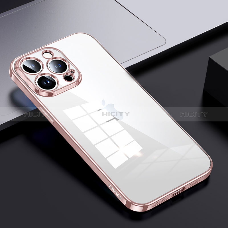 Custodia Silicone Trasparente Laterale Cover LD2 per Apple iPhone 13 Pro Max Oro Rosa