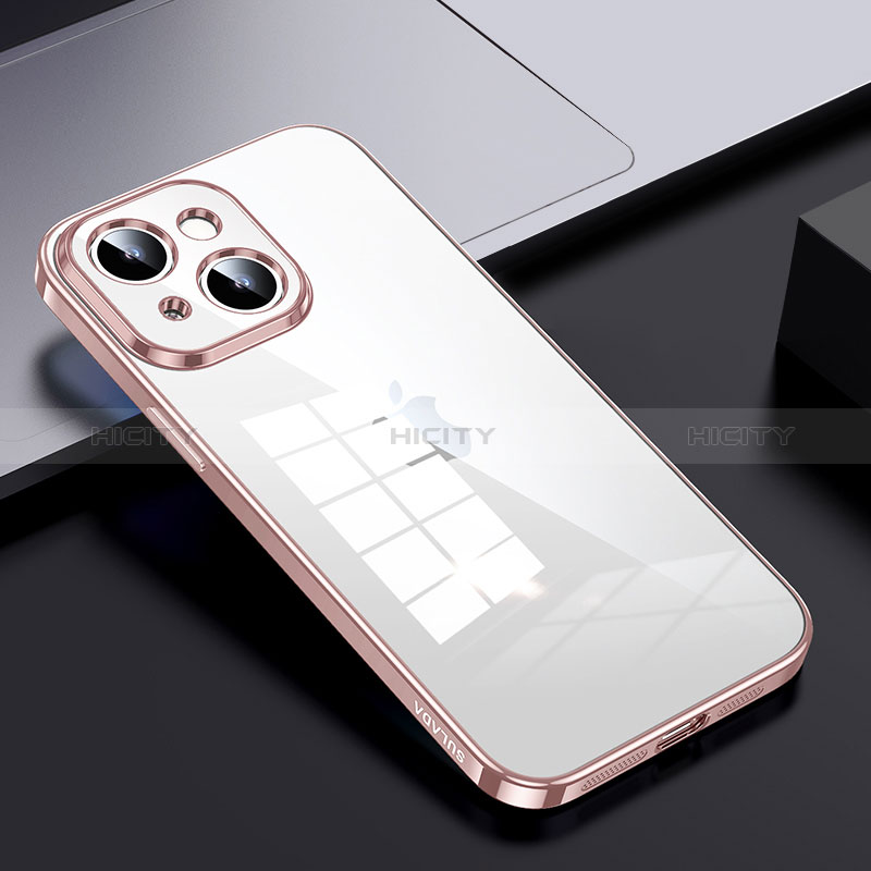 Custodia Silicone Trasparente Laterale Cover LD2 per Apple iPhone 14 Oro Rosa