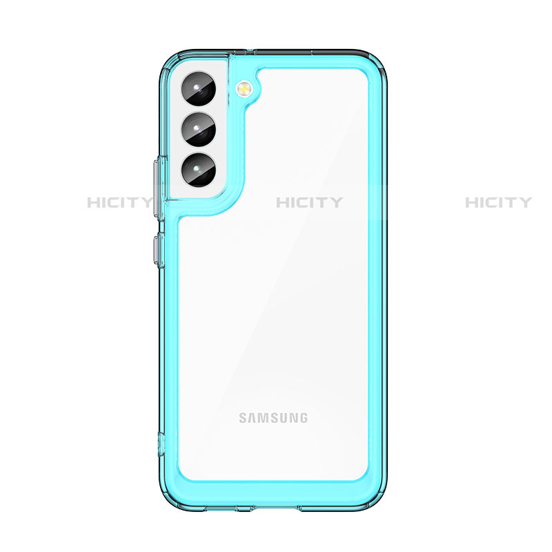 Custodia Silicone Trasparente Laterale Cover M03 per Samsung Galaxy S21 FE 5G Ciano