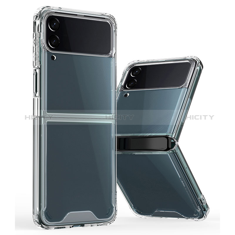 Custodia Silicone Trasparente Laterale Cover P01 per Samsung Galaxy Z Flip3 5G Chiaro