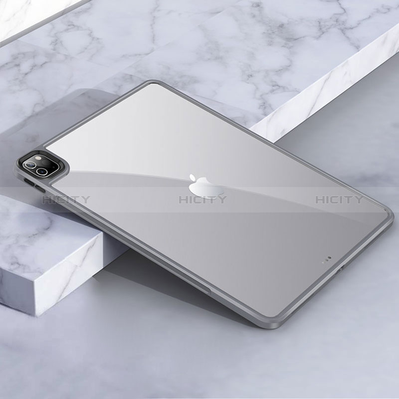 Custodia Silicone Trasparente Laterale Cover per Apple iPad Pro 12.9 (2021) Grigio Scuro