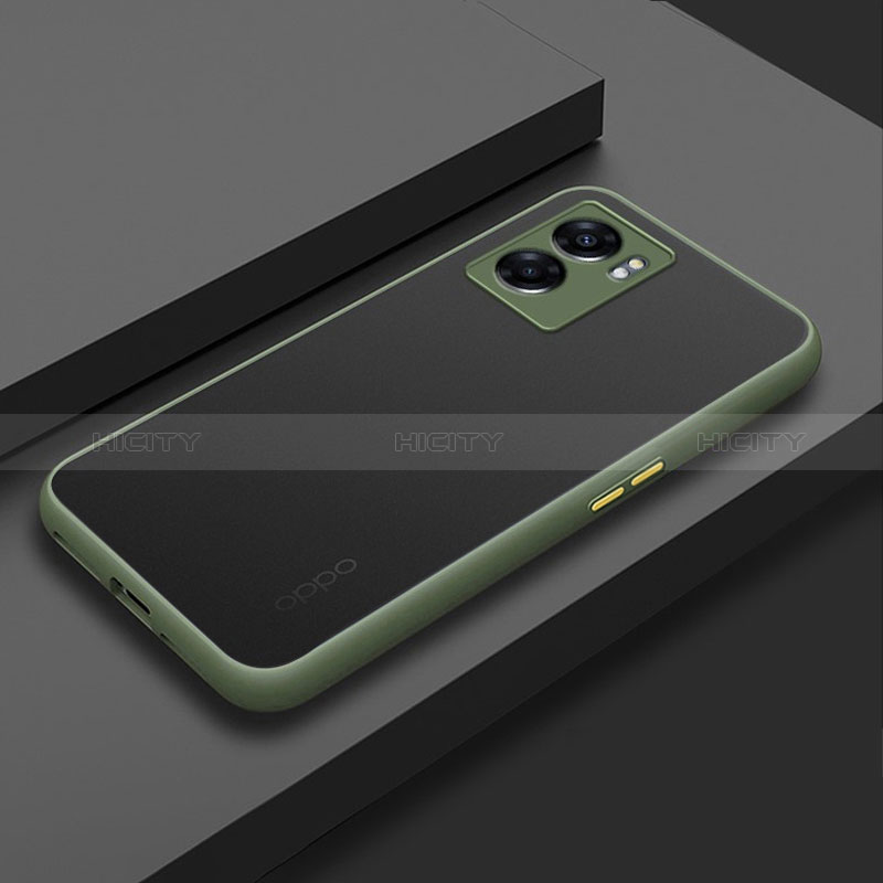 Custodia Silicone Trasparente Laterale Cover per Oppo A56S 5G Verde Militare