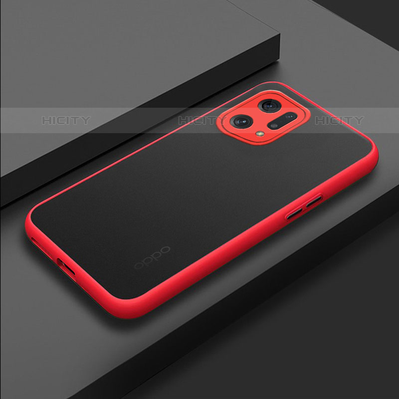 Custodia Silicone Trasparente Laterale Cover per Oppo Find X5 Pro 5G Rosso