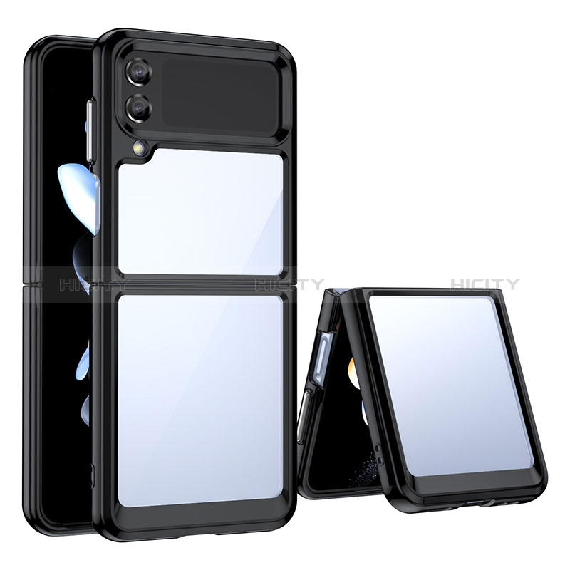 Custodia Silicone Trasparente Laterale Cover per Samsung Galaxy Z Flip3 5G Nero