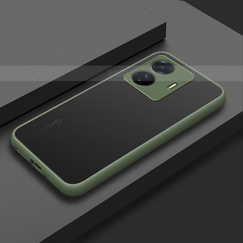 Custodia Silicone Trasparente Laterale Cover per Vivo T1 Pro 5G Verde Militare