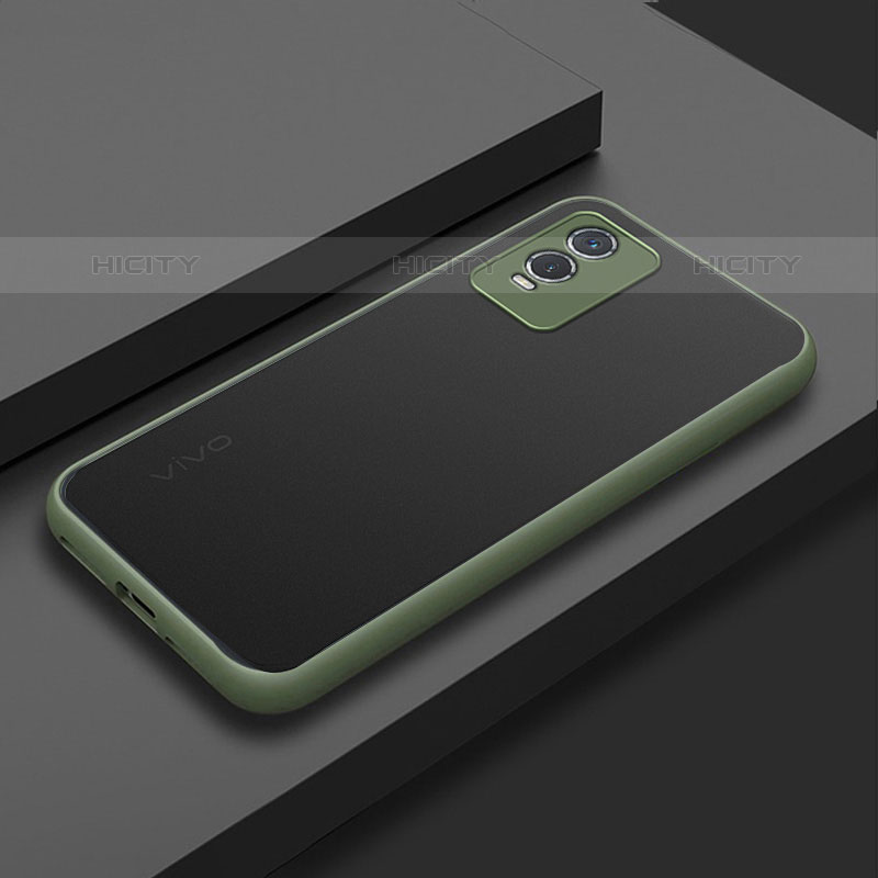 Custodia Silicone Trasparente Laterale Cover per Vivo Y74s 5G Verde Militare