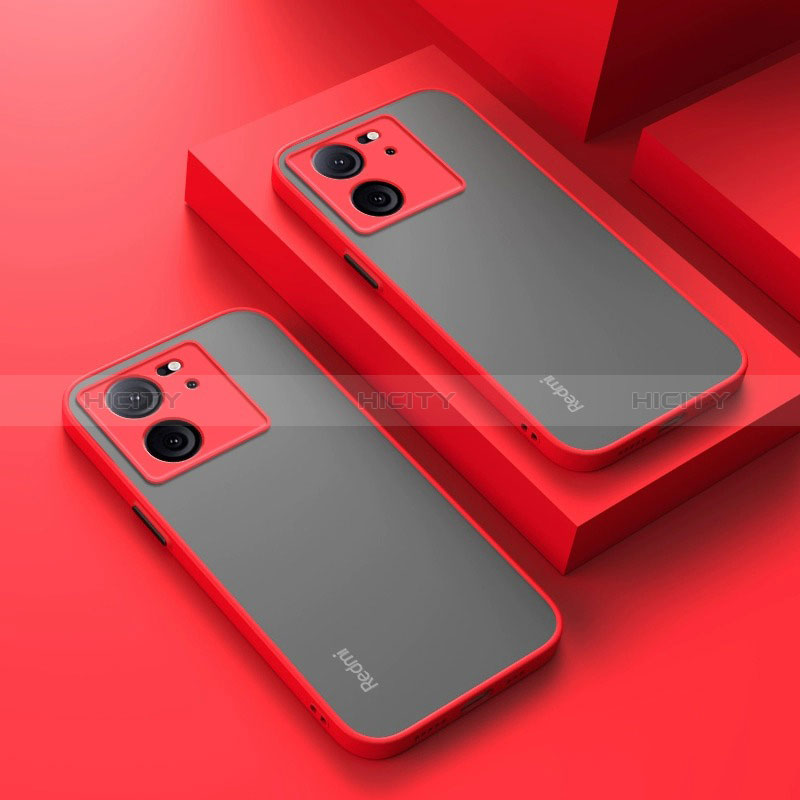 Custodia Silicone Trasparente Laterale Cover per Xiaomi Mi 13T Pro 5G Rosso