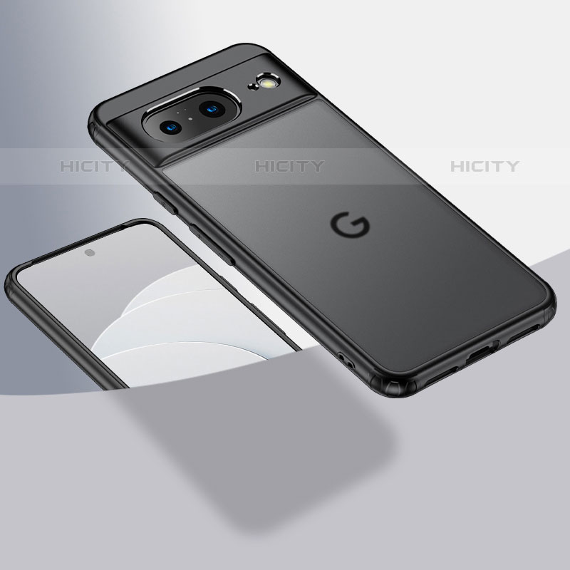 Custodia Silicone Trasparente Laterale Cover W01L per Google Pixel 8 5G Nero
