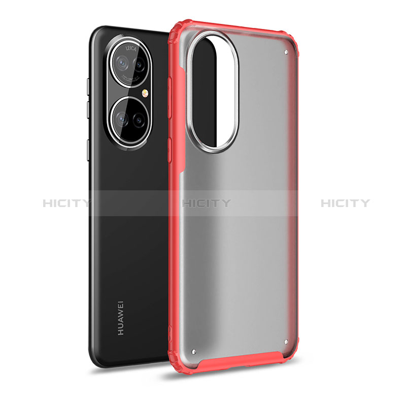 Custodia Silicone Trasparente Laterale Cover WL1 per Huawei P50 Pro Rosso