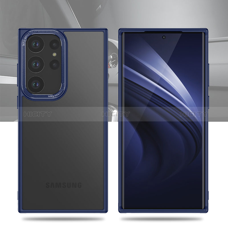 Custodia Silicone Trasparente Laterale Cover WL1 per Samsung Galaxy S22 Ultra 5G Blu