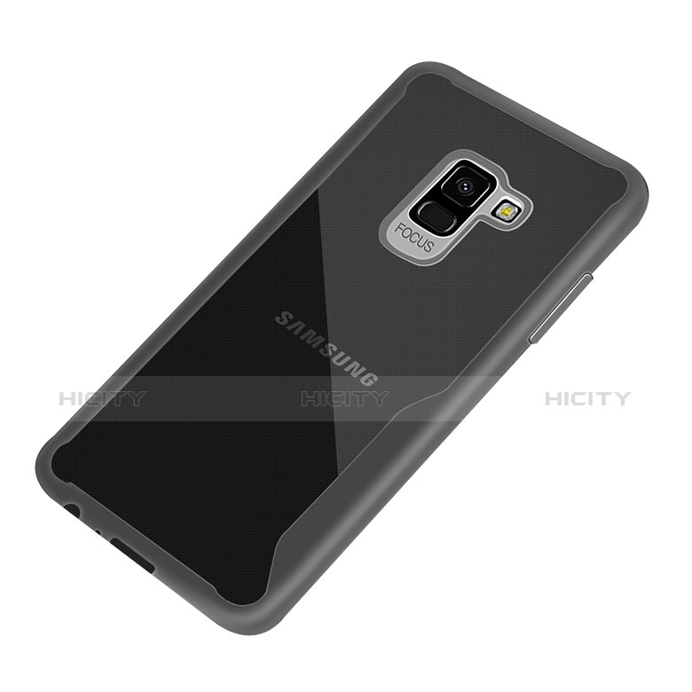 Custodia Silicone Trasparente Laterale per Samsung Galaxy A8+ A8 Plus (2018) A730F Nero