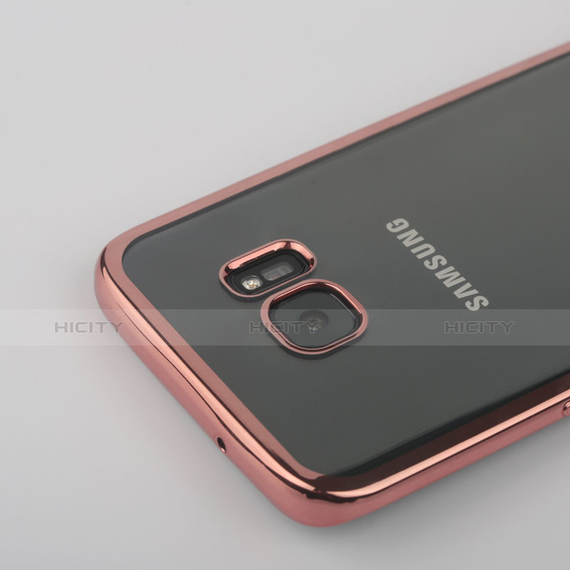 Custodia Silicone Trasparente Laterale per Samsung Galaxy S7 Edge G935F Oro Rosa