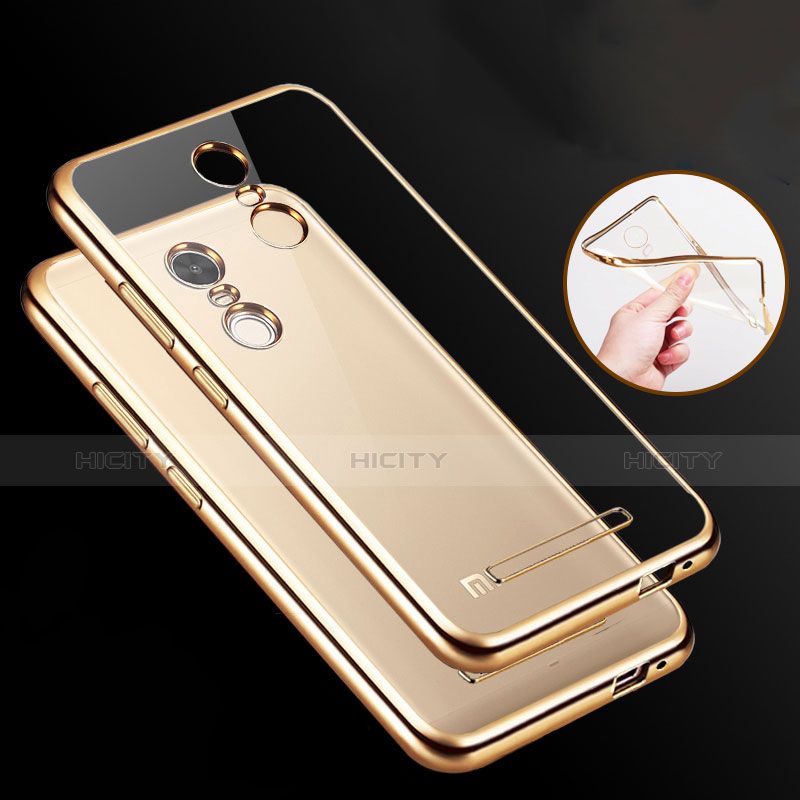 Custodia Silicone Trasparente Laterale per Xiaomi Redmi Note 3 MediaTek Oro