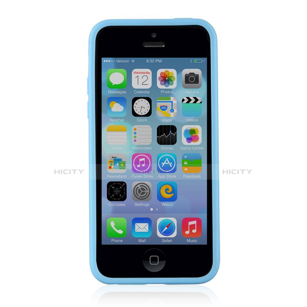 Custodia Silicone Trasparente Laterale T01 per Apple iPhone 5C Cielo Blu