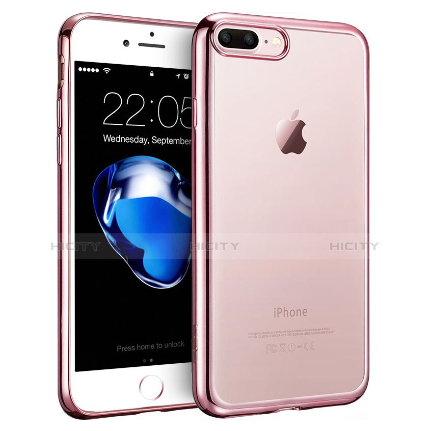 Custodia Silicone Trasparente Laterale T01 per Apple iPhone 7 Plus Rosa