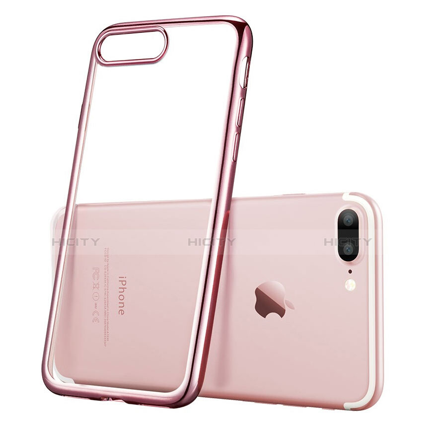 Custodia Silicone Trasparente Laterale T01 per Apple iPhone 7 Plus Rosa