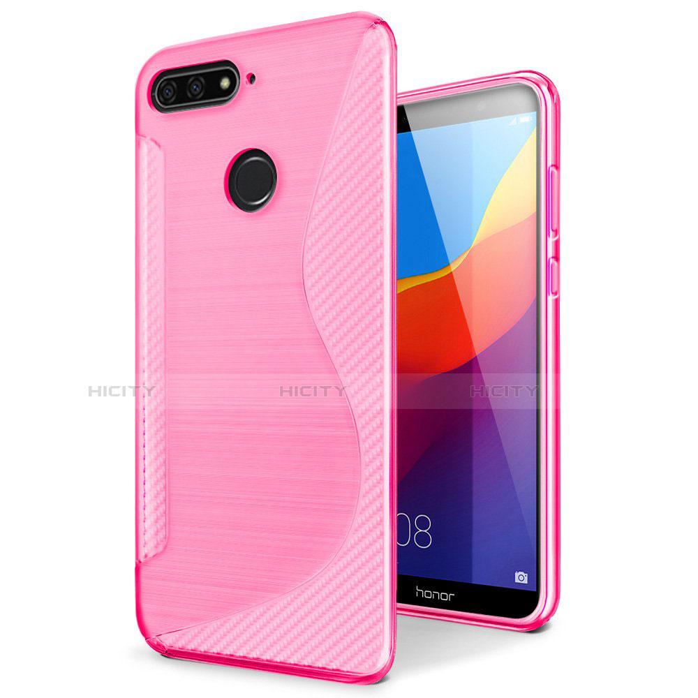 Custodia Silicone Trasparente Morbida S-Line Cover per Huawei Enjoy 8e Rosa