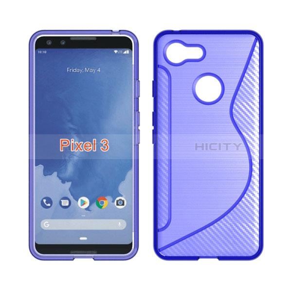 Custodia Silicone Trasparente Morbida S-Line per Google Pixel 3 Viola