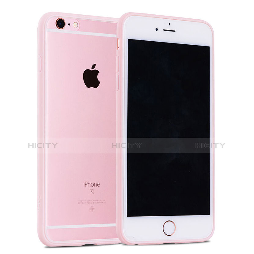 Custodia Silicone Trasparente Opaca Laterale per Apple iPhone 6S Plus Rosa