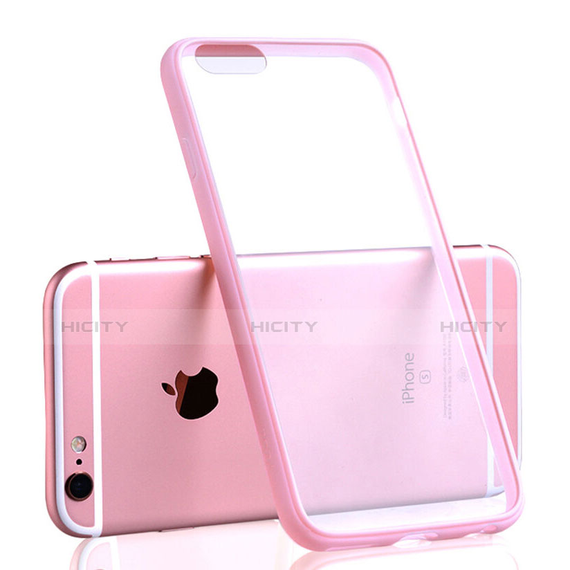 Custodia Silicone Trasparente Opaca Laterale per Apple iPhone 6S Plus Rosa