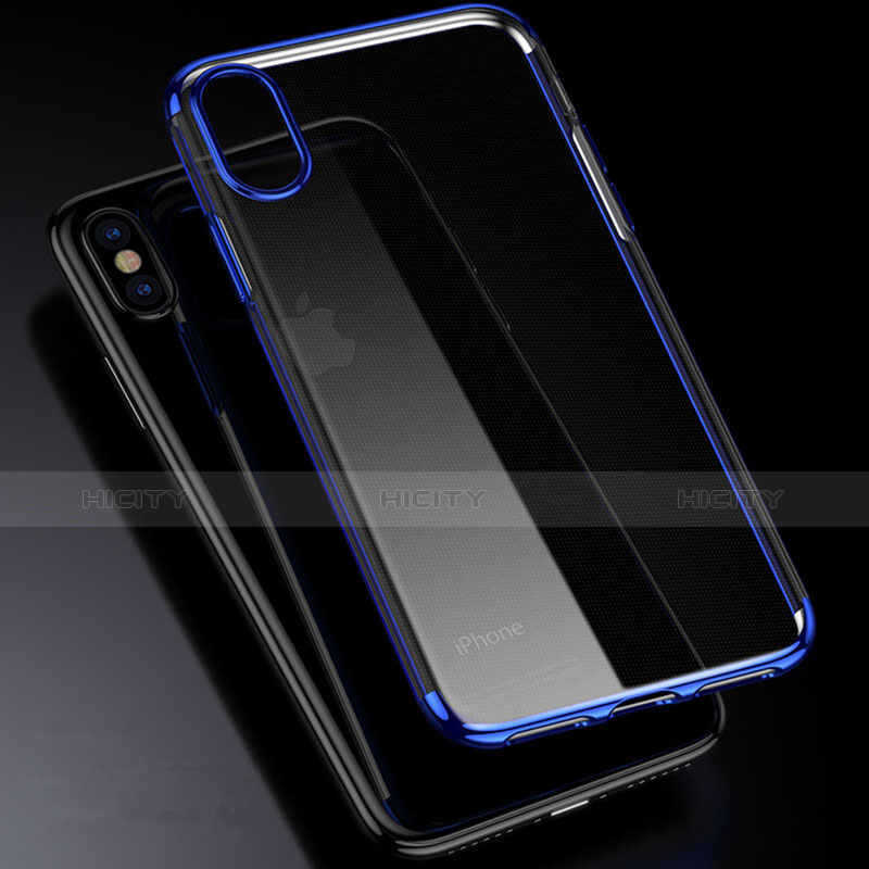 Custodia Silicone Trasparente Opaca Laterale per Apple iPhone Xs Blu