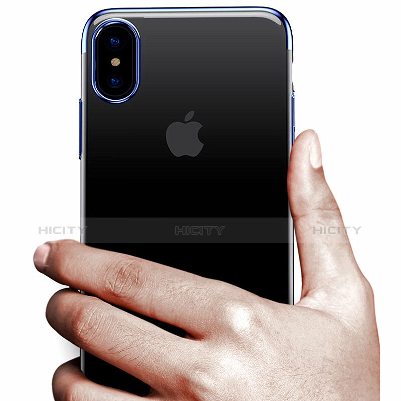 Custodia Silicone Trasparente Opaca Laterale per Apple iPhone Xs Max Blu