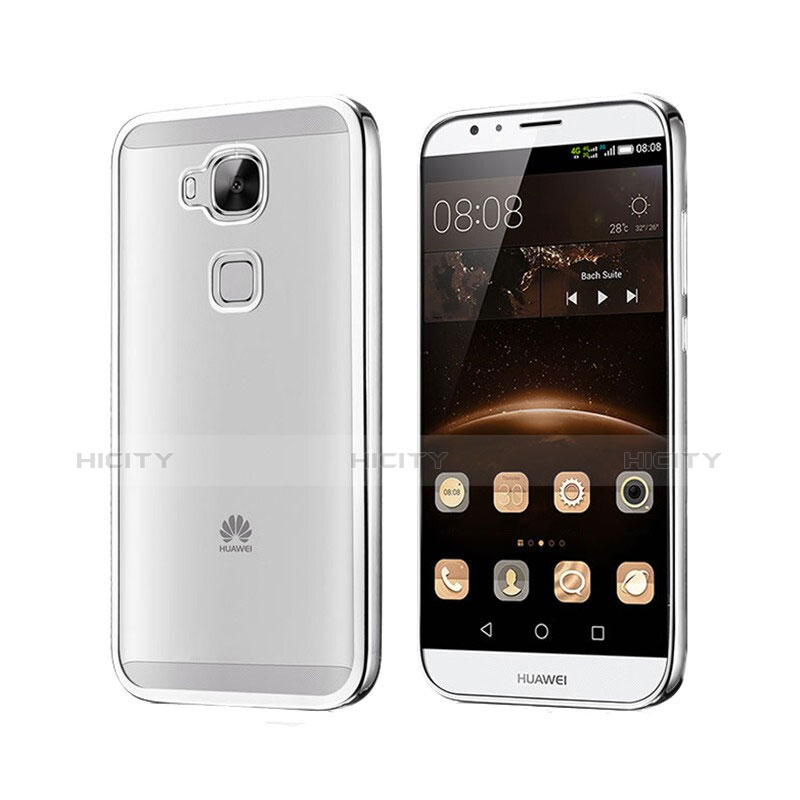 Custodia Silicone Trasparente Opaca Laterale per Huawei G8 Argento