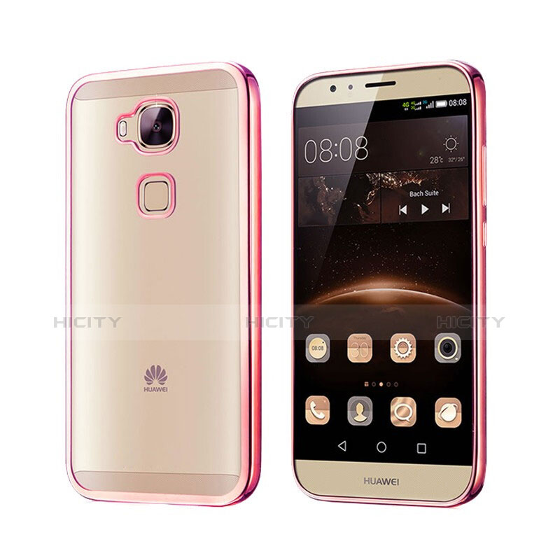 Custodia Silicone Trasparente Opaca Laterale per Huawei G8 Oro Rosa