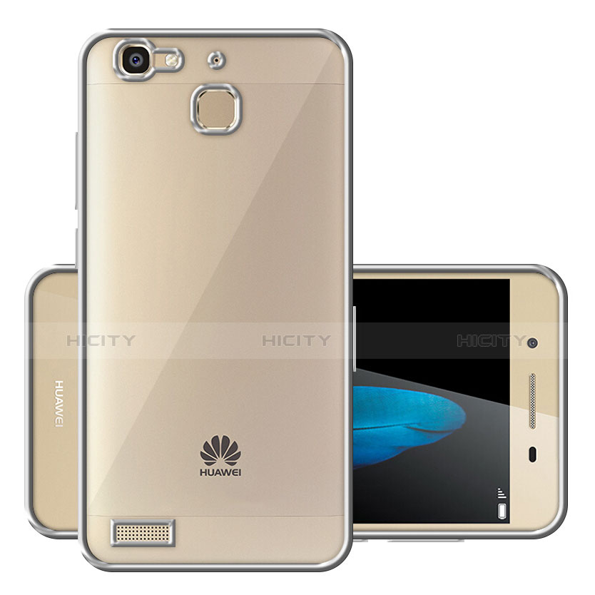 Custodia Silicone Trasparente Opaca Laterale per Huawei P8 Lite Smart Argento