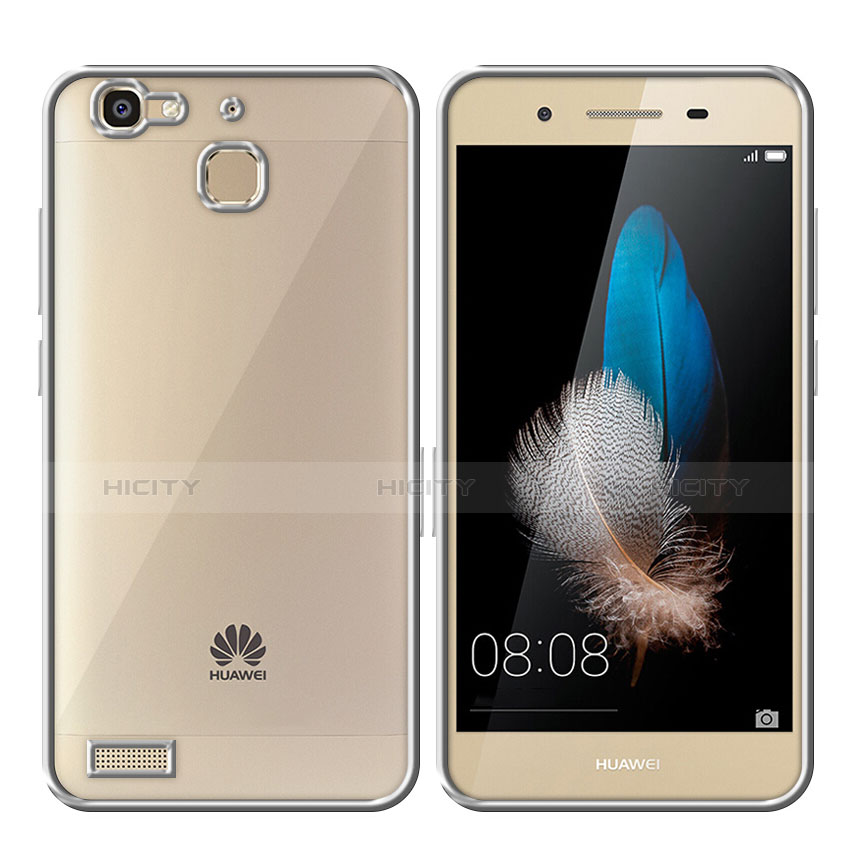 Custodia Silicone Trasparente Opaca Laterale per Huawei P8 Lite Smart Argento