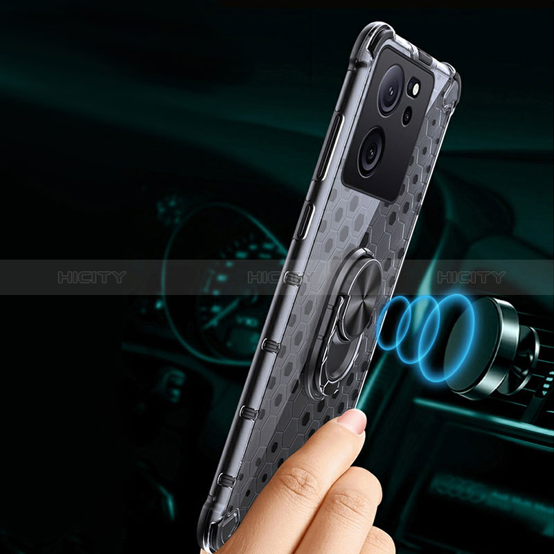 Custodia Silicone Trasparente Specchio Laterale 360 Gradi con Magnetico Anello Supporto AM1 per Xiaomi Redmi K60 Ultra 5G