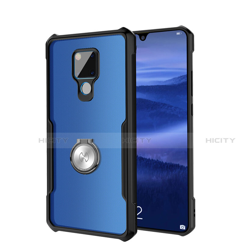 Custodia Silicone Trasparente Specchio Laterale 360 Gradi con Magnetico Anello Supporto per Huawei Mate 20 X 5G