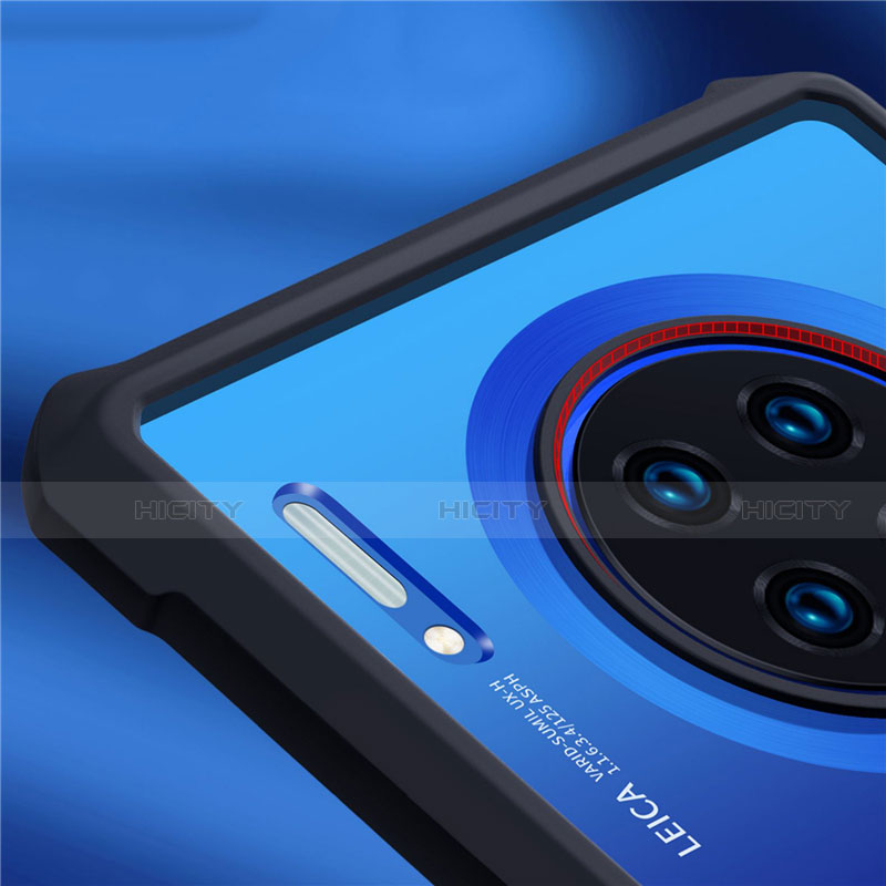 Custodia Silicone Trasparente Specchio Laterale 360 Gradi con Magnetico Anello Supporto per Huawei Mate 30 Pro 5G