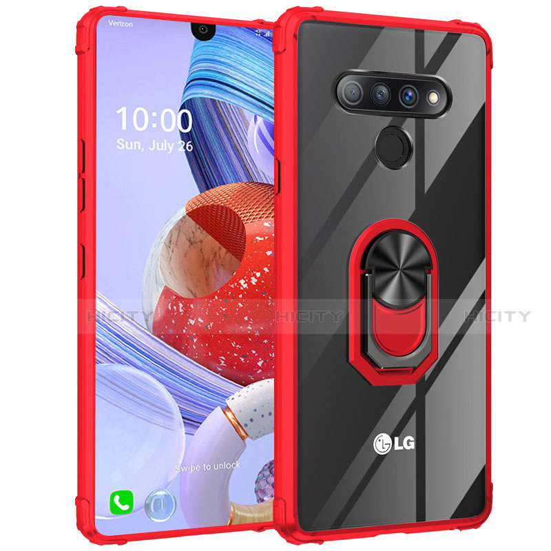 Custodia Silicone Trasparente Specchio Laterale 360 Gradi con Magnetico Anello Supporto per LG Stylo 6