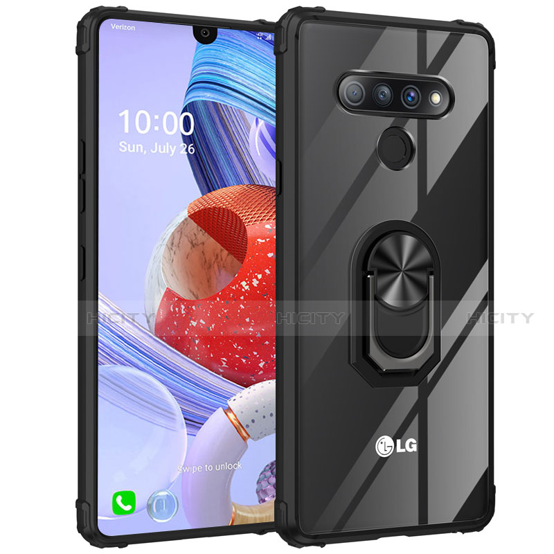 Custodia Silicone Trasparente Specchio Laterale 360 Gradi con Magnetico Anello Supporto per LG Stylo 6