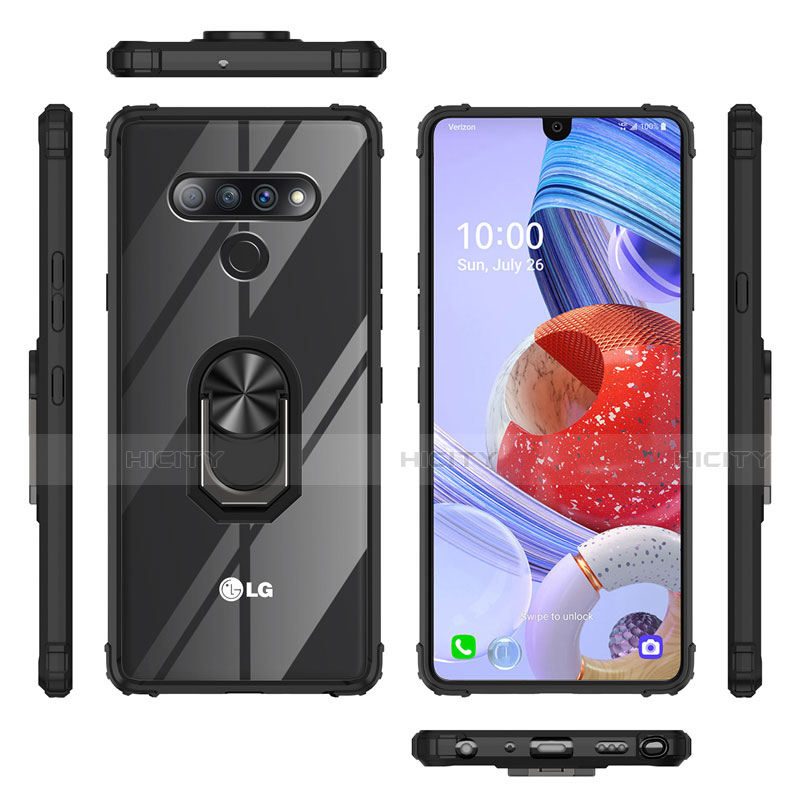 Custodia Silicone Trasparente Specchio Laterale 360 Gradi con Magnetico Anello Supporto per LG Stylo 6