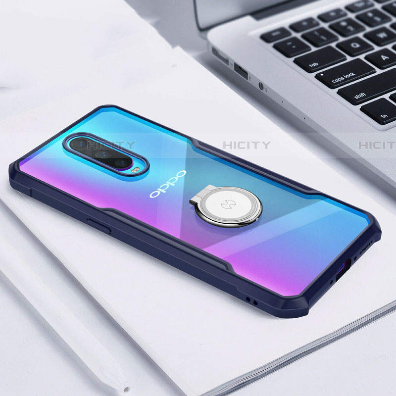 Custodia Silicone Trasparente Specchio Laterale 360 Gradi con Magnetico Anello Supporto per Oppo RX17 Pro