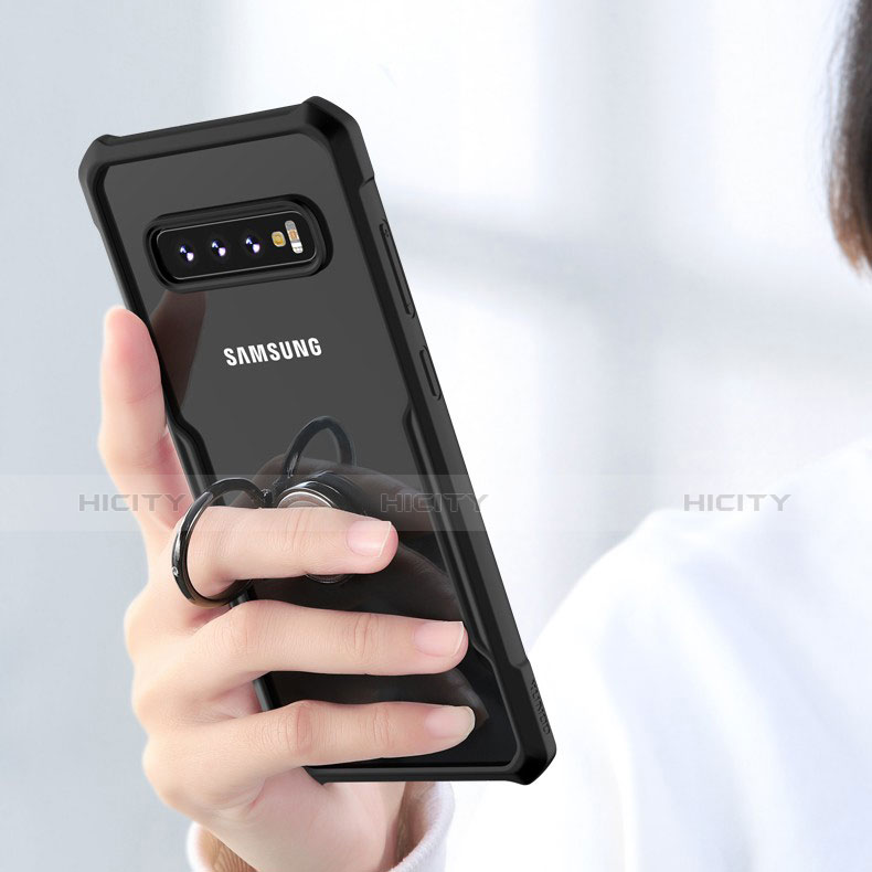 Custodia Silicone Trasparente Specchio Laterale 360 Gradi con Magnetico Anello Supporto per Samsung Galaxy S10 Plus