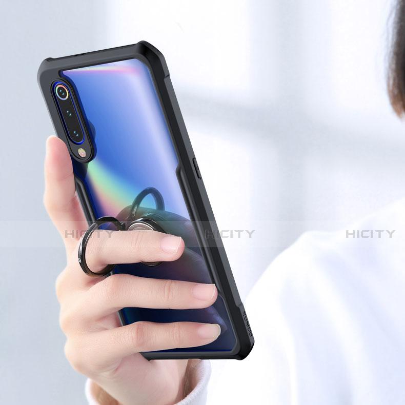 Custodia Silicone Trasparente Specchio Laterale 360 Gradi con Magnetico Anello Supporto per Xiaomi Mi 9