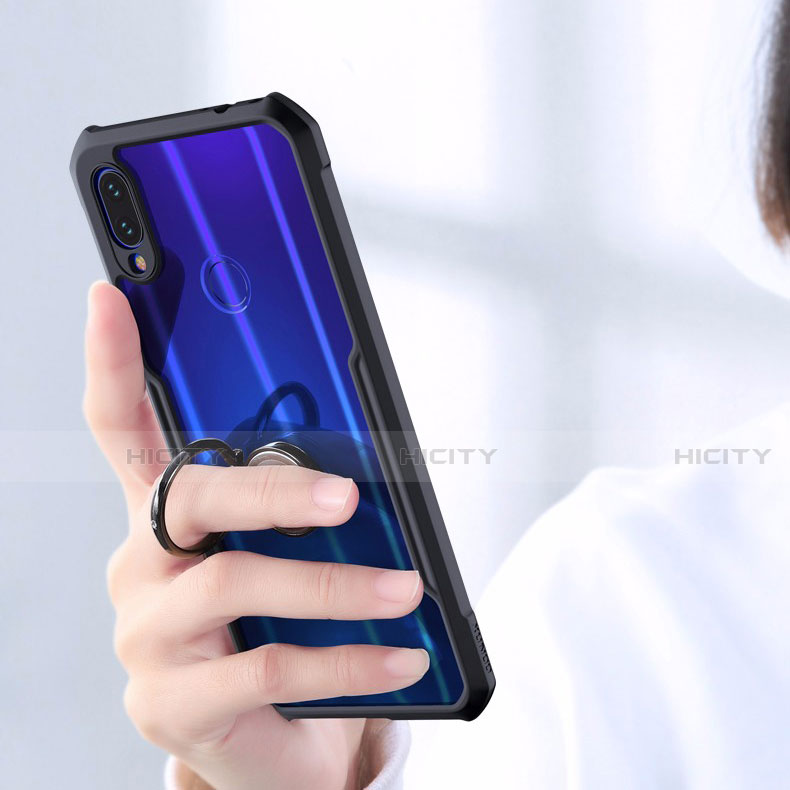 Custodia Silicone Trasparente Specchio Laterale 360 Gradi con Magnetico Anello Supporto per Xiaomi Redmi Note 7