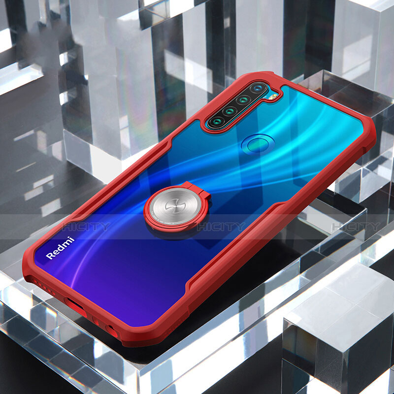 Custodia Silicone Trasparente Specchio Laterale 360 Gradi con Magnetico Anello Supporto per Xiaomi Redmi Note 8T