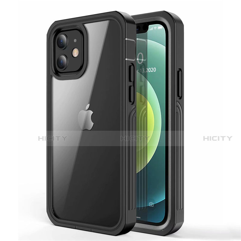 Custodia Silicone Trasparente Specchio Laterale 360 Gradi per Apple iPhone 12 Nero