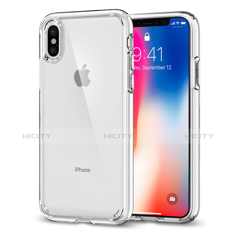 Custodia Silicone Trasparente Specchio Laterale 360 Gradi per Apple iPhone Xs Chiaro