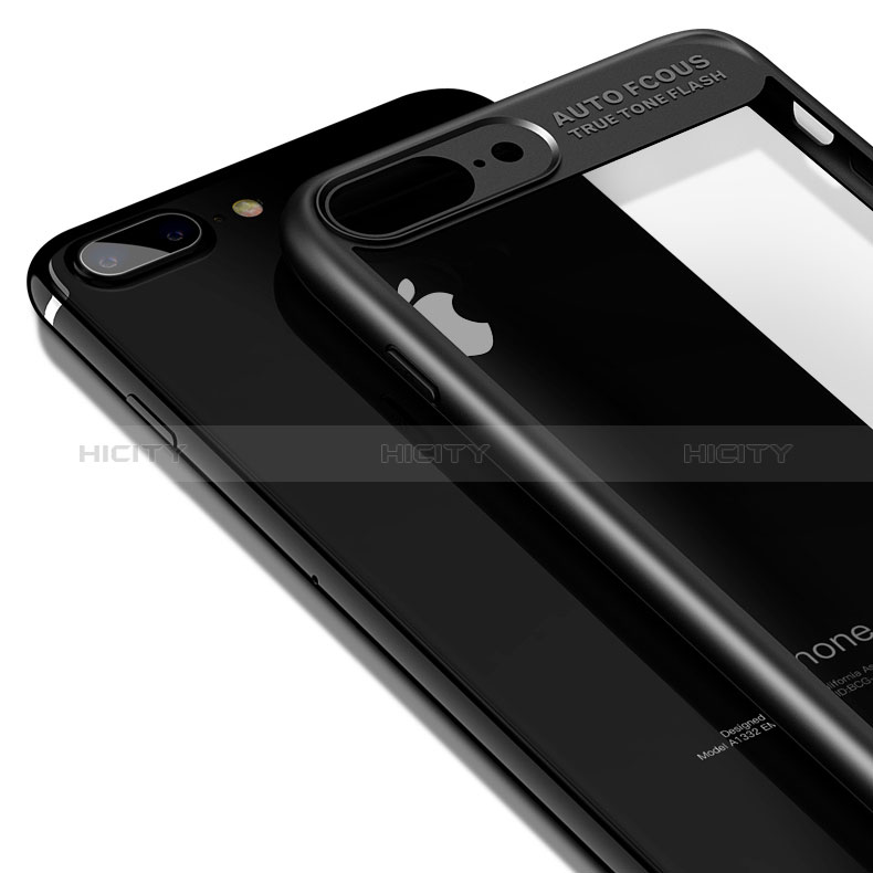 Custodia Silicone Trasparente Specchio Laterale 360 Gradi T02 per Apple iPhone 8 Plus Nero